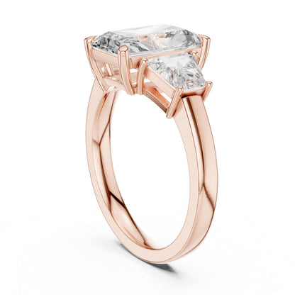 14K White Gold Tapered Baguette & Radiant Lab-Grown Diamond Engagement Ring for Women | Pure Carat
