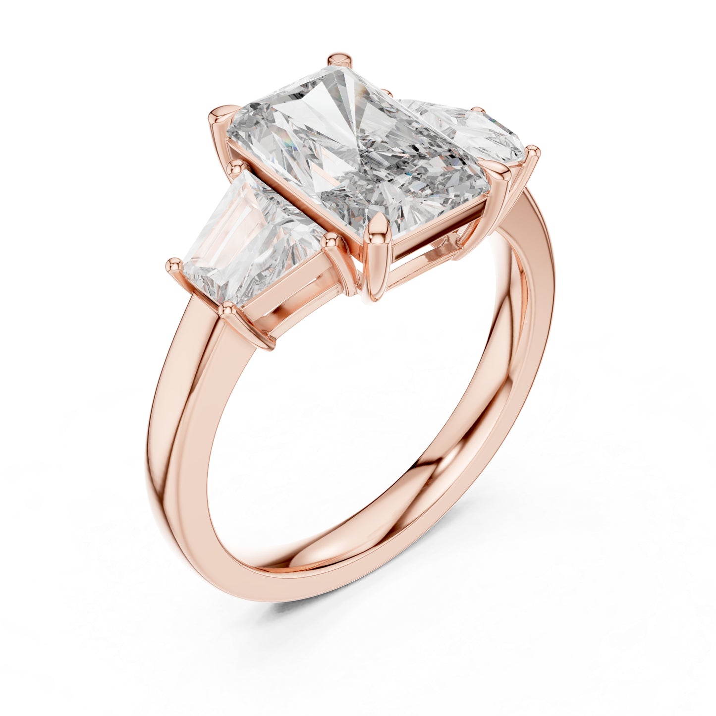 14K White Gold Tapered Baguette & Radiant Lab-Grown Diamond Engagement Ring for Women | Pure Carat