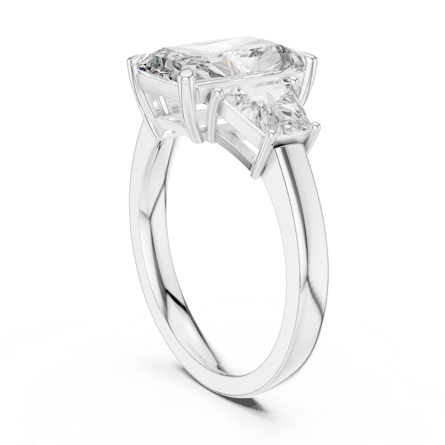 14K White Gold Tapered Baguette & Radiant Lab-Grown Diamond Engagement Ring for Women | Pure Carat