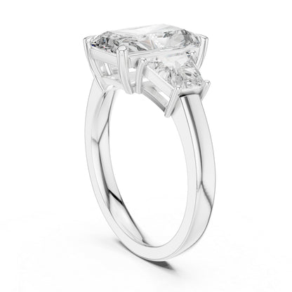 14K White Gold Tapered Baguette & Radiant Lab-Grown Diamond Engagement Ring for Women | Pure Carat