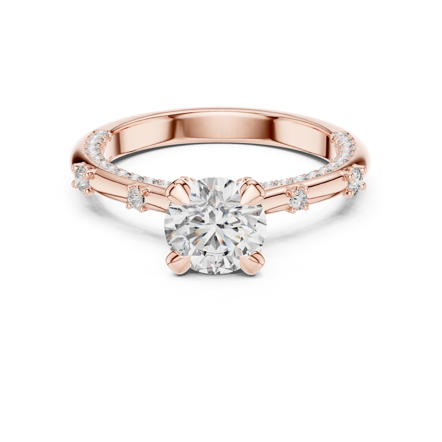 14K Rose Gold Round Lab-Grown Diamond Engagement Ring for Women | Pure Carat