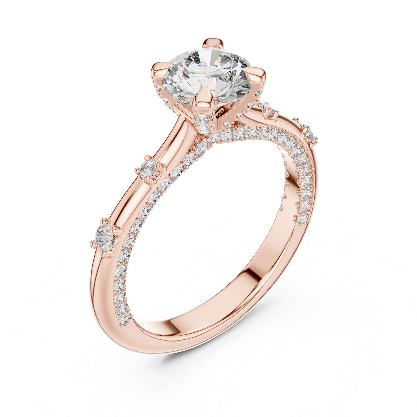14K Rose Gold Round Lab-Grown Diamond Engagement Ring for Women | Pure Carat