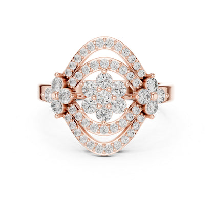 18K Rose Gold Round Lab-Grown Diamond Engagement Ring for Women | Pure Carat
