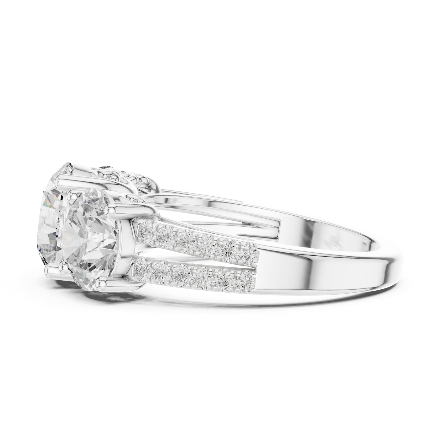 18K White Gold Round Lab-Grown Diamond Engagement Ring for Women | Pure Carat