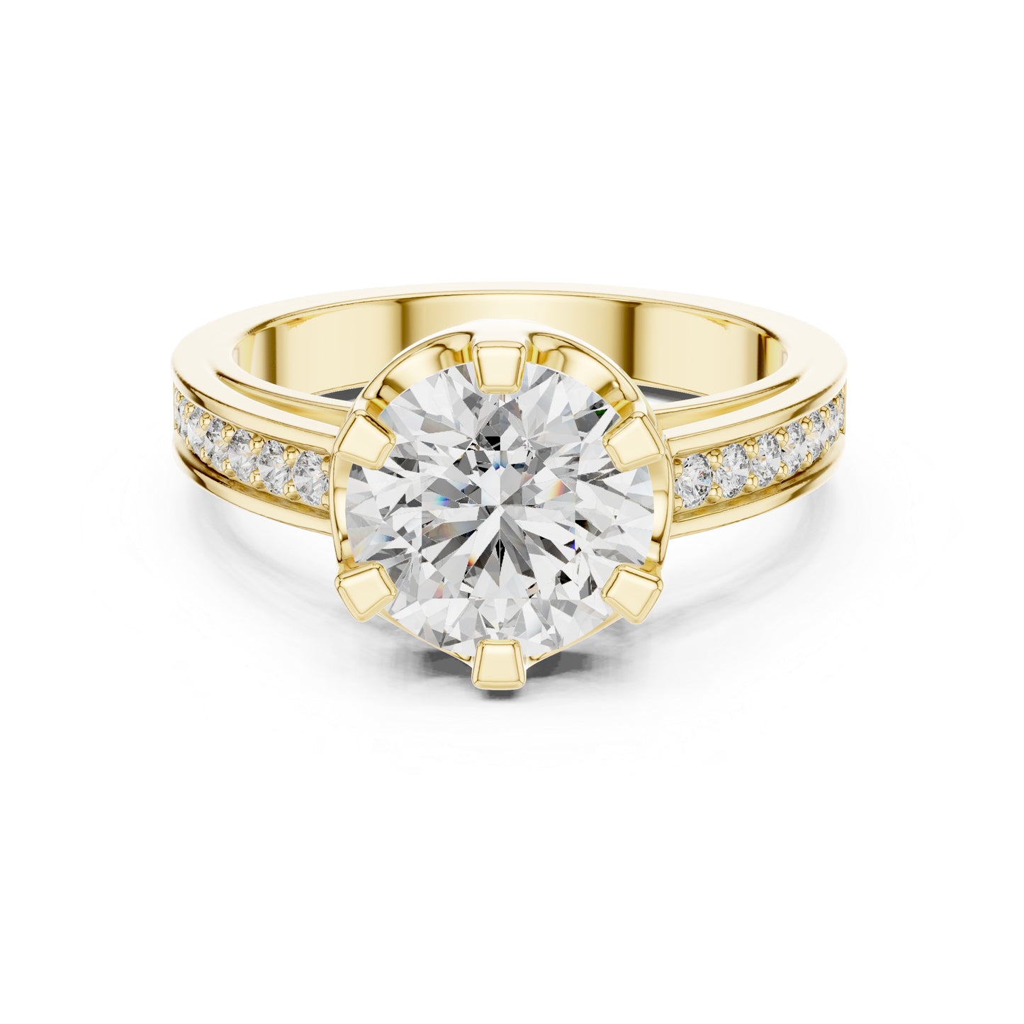18K Yellow Gold Round Lab-Grown Diamond Everyday Wear Ring for Women | Pure Carat
