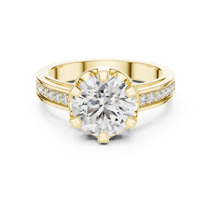 18K Yellow Gold Round Lab-Grown Diamond Everyday Wear Ring for Women | Pure Carat