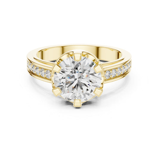 18K Yellow Gold Round Lab-Grown Diamond Everyday Wear Ring for Women | Pure Carat