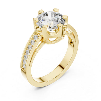 18K Yellow Gold Round Lab-Grown Diamond Everyday Wear Ring for Women | Pure Carat