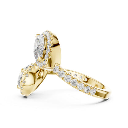 14K Yellow Gold Round, Marquise & Pear Lab-Grown Diamond Wedding Ring for Women | Pure Carat