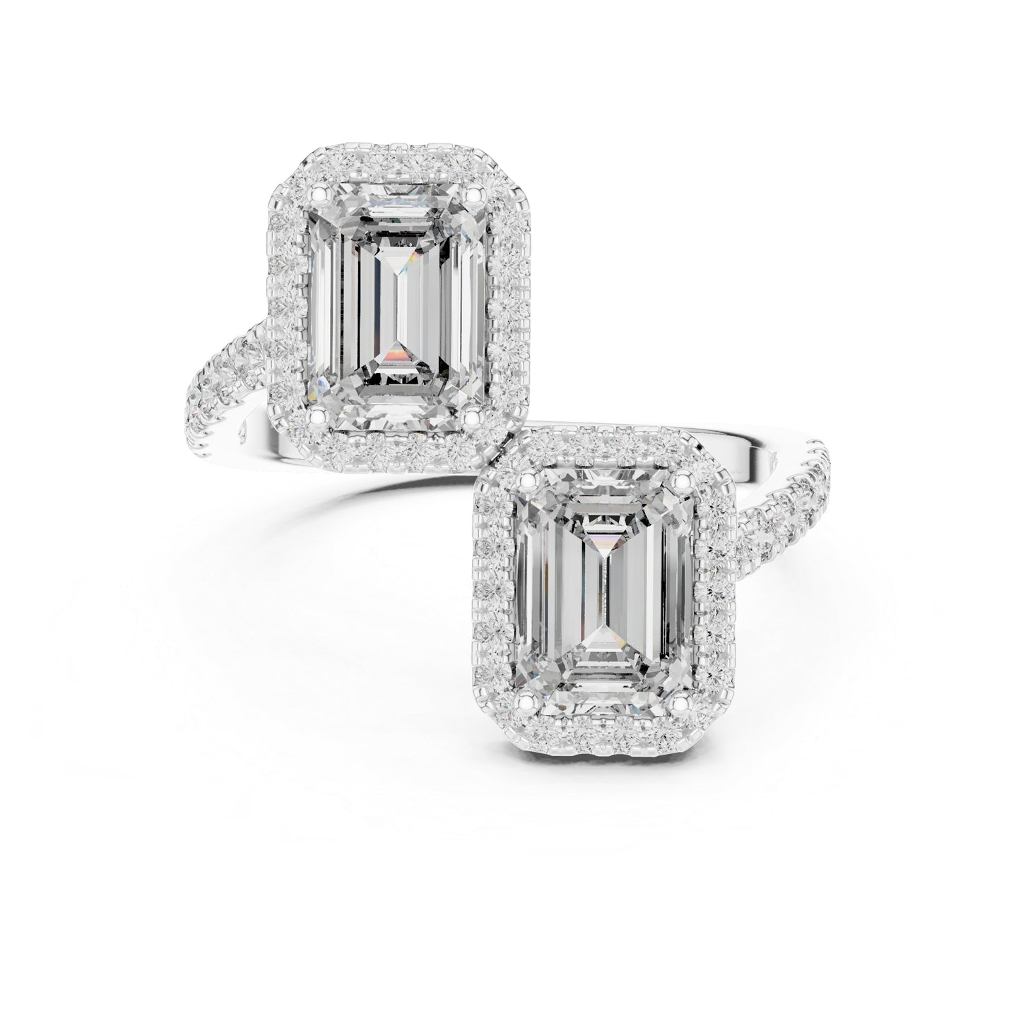 18K Rose Gold Round & Emerald Lab-Grown Diamond Wedding Ring for Women | Pure Carat