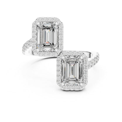 18K Rose Gold Round & Emerald Lab-Grown Diamond Wedding Ring for Women | Pure Carat