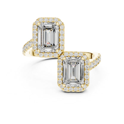 18K Rose Gold Round & Emerald Lab-Grown Diamond Wedding Ring for Women | Pure Carat