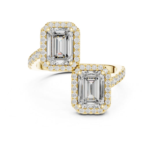 18K Rose Gold Round & Emerald Lab-Grown Diamond Wedding Ring for Women | Pure Carat