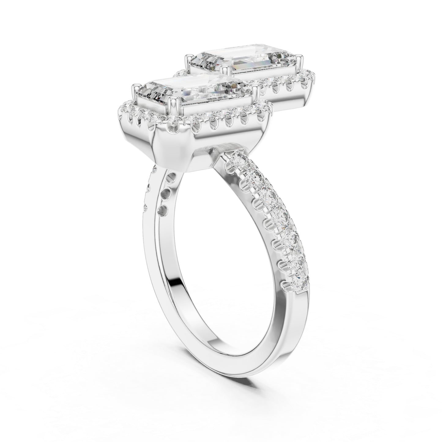 18K Rose Gold Round & Emerald Lab-Grown Diamond Wedding Ring for Women | Pure Carat