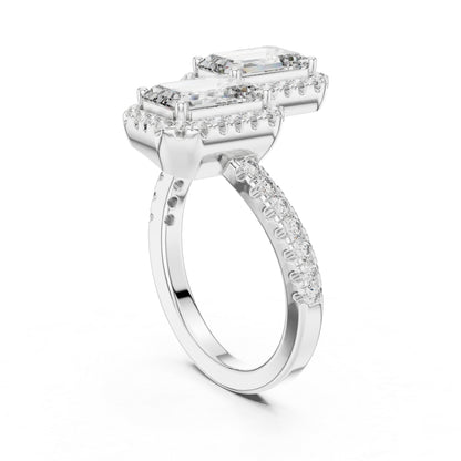 18K Rose Gold Round & Emerald Lab-Grown Diamond Wedding Ring for Women | Pure Carat