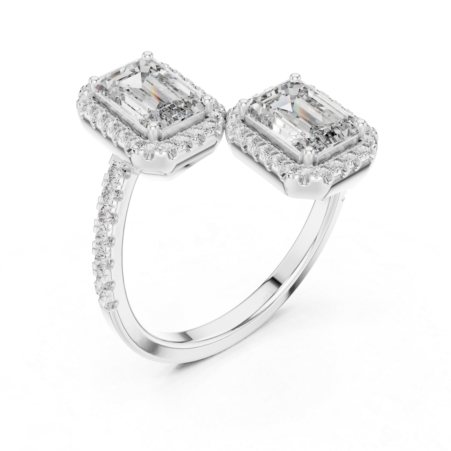 18K Rose Gold Round & Emerald Lab-Grown Diamond Wedding Ring for Women | Pure Carat