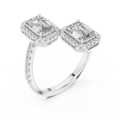 18K Rose Gold Round & Emerald Lab-Grown Diamond Wedding Ring for Women | Pure Carat