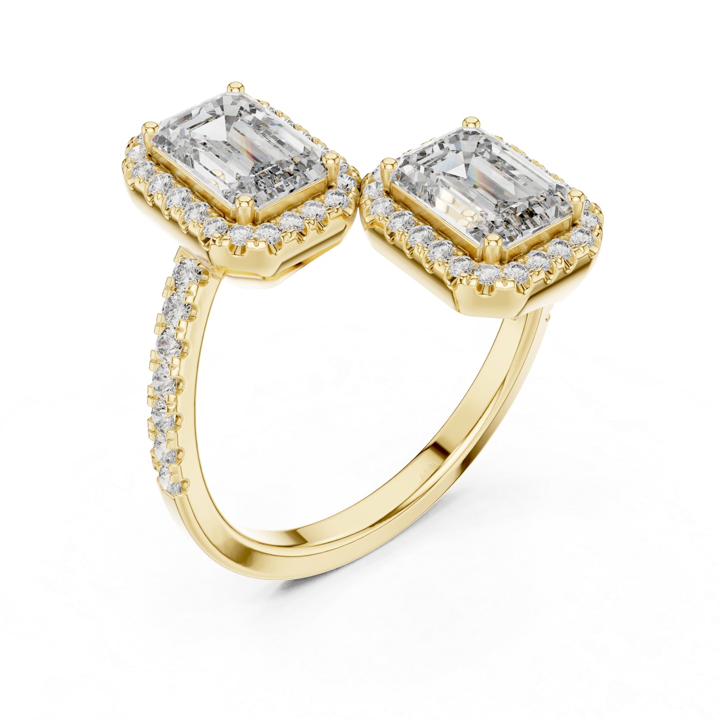 18K Rose Gold Round & Emerald Lab-Grown Diamond Wedding Ring for Women | Pure Carat