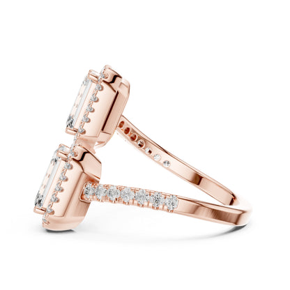 18K Rose Gold Round & Emerald Lab-Grown Diamond Wedding Ring for Women | Pure Carat