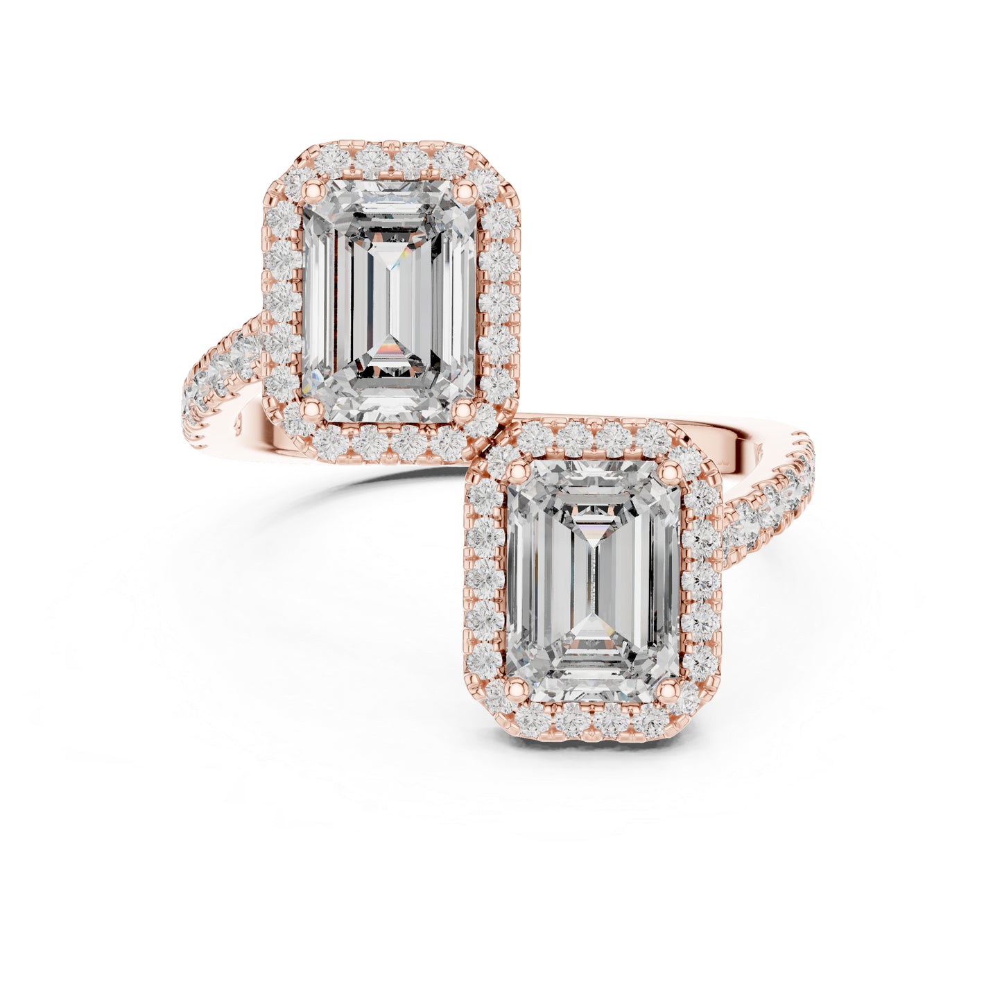 18K Rose Gold Round & Emerald Lab-Grown Diamond Wedding Ring for Women | Pure Carat