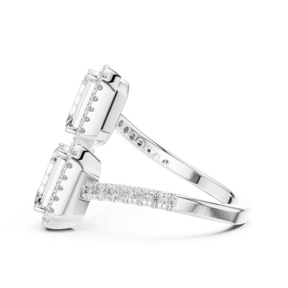 18K Rose Gold Round & Emerald Lab-Grown Diamond Wedding Ring for Women | Pure Carat