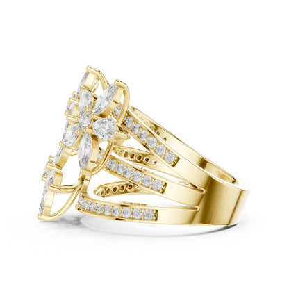 18K Rose Gold Round & Marquise Lab-Grown Diamond Engagement Ring for Women | Pure Carat