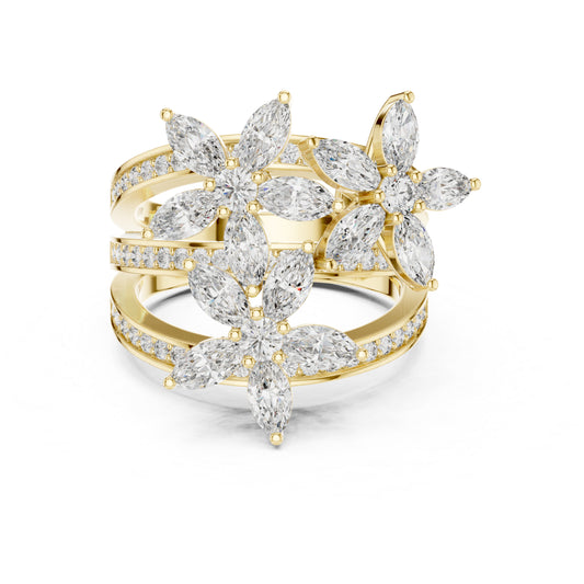 18K Rose Gold Round & Marquise Lab-Grown Diamond Engagement Ring for Women | Pure Carat