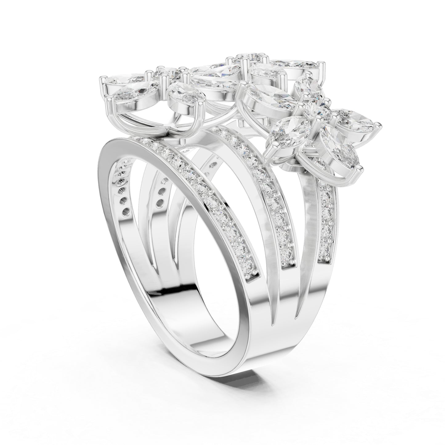 18K Rose Gold Round & Marquise Lab-Grown Diamond Engagement Ring for Women | Pure Carat