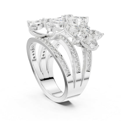 18K Rose Gold Round & Marquise Lab-Grown Diamond Engagement Ring for Women | Pure Carat