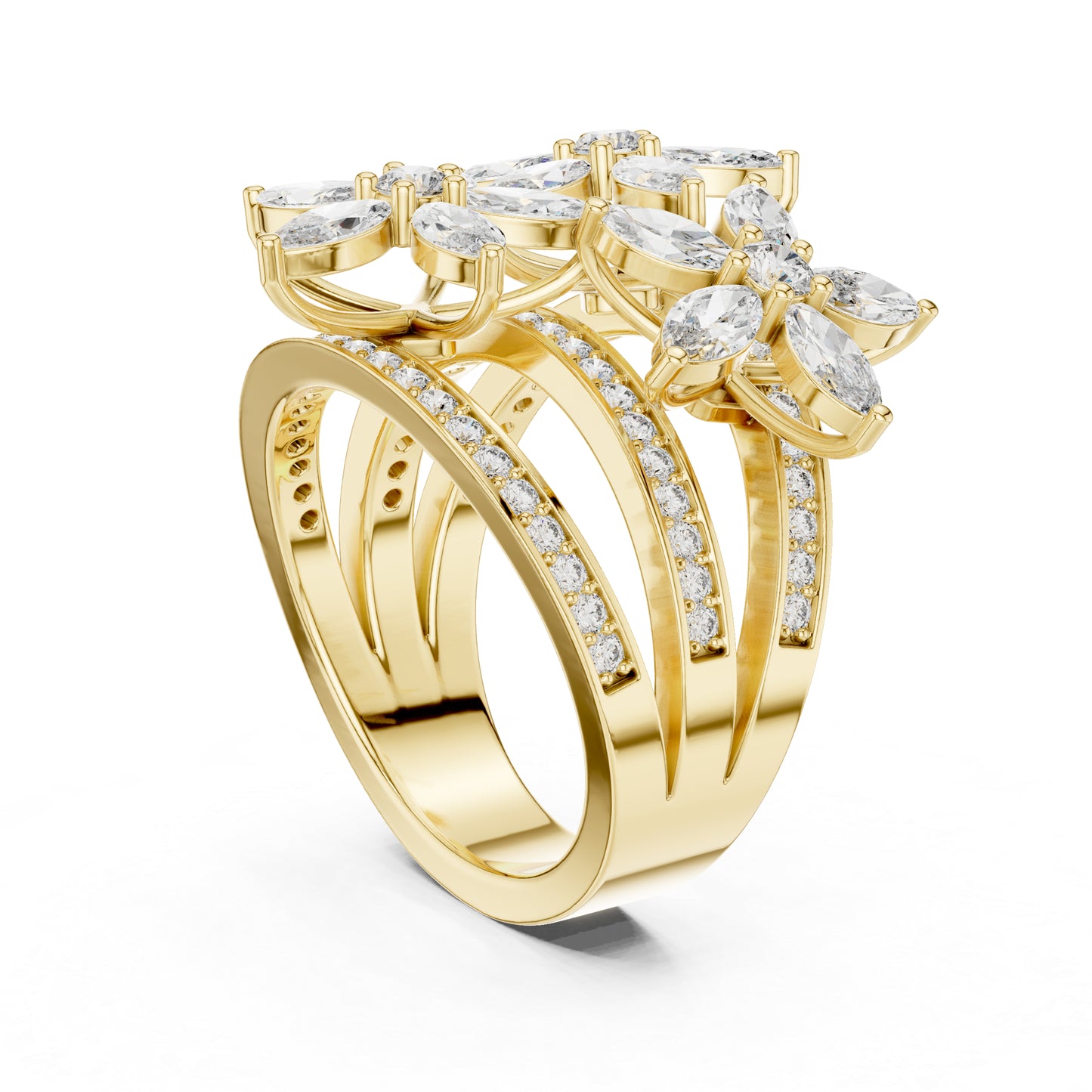 18K Rose Gold Round & Marquise Lab-Grown Diamond Engagement Ring for Women | Pure Carat