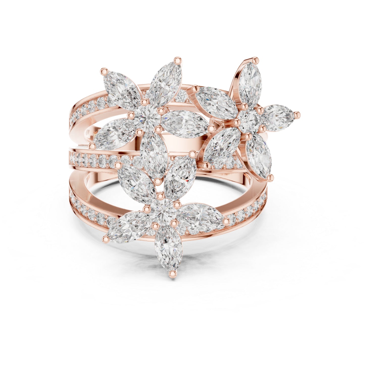 18K Rose Gold Round & Marquise Lab-Grown Diamond Engagement Ring for Women | Pure Carat