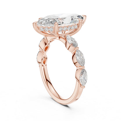 18K Rose Gold Round & Marquise Lab-Grown Diamond Everyday Wear Ring for Women | Pure Carat