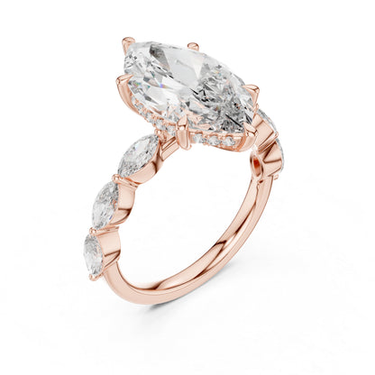 18K Rose Gold Round & Marquise Lab-Grown Diamond Everyday Wear Ring for Women | Pure Carat