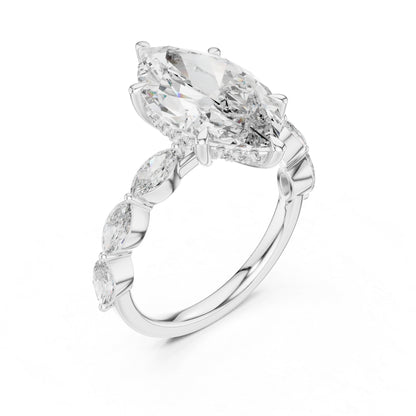 18K Rose Gold Round & Marquise Lab-Grown Diamond Everyday Wear Ring for Women | Pure Carat