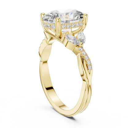 14K Yellow Gold Round, Marquise & Oval Lab-Grown Diamond Engagement Ring for Women | Pure Carat