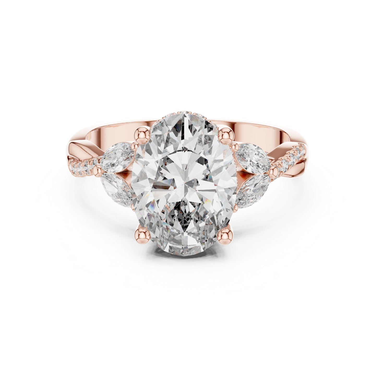 14K Yellow Gold Round, Marquise & Oval Lab-Grown Diamond Engagement Ring for Women | Pure Carat