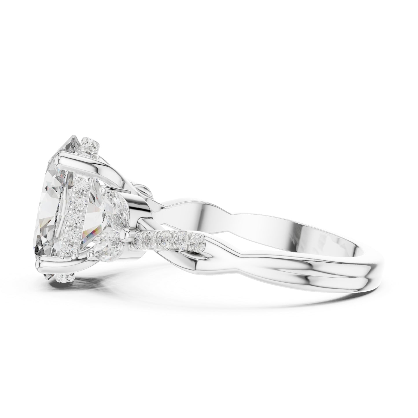 14K Yellow Gold Round, Marquise & Oval Lab-Grown Diamond Engagement Ring for Women | Pure Carat