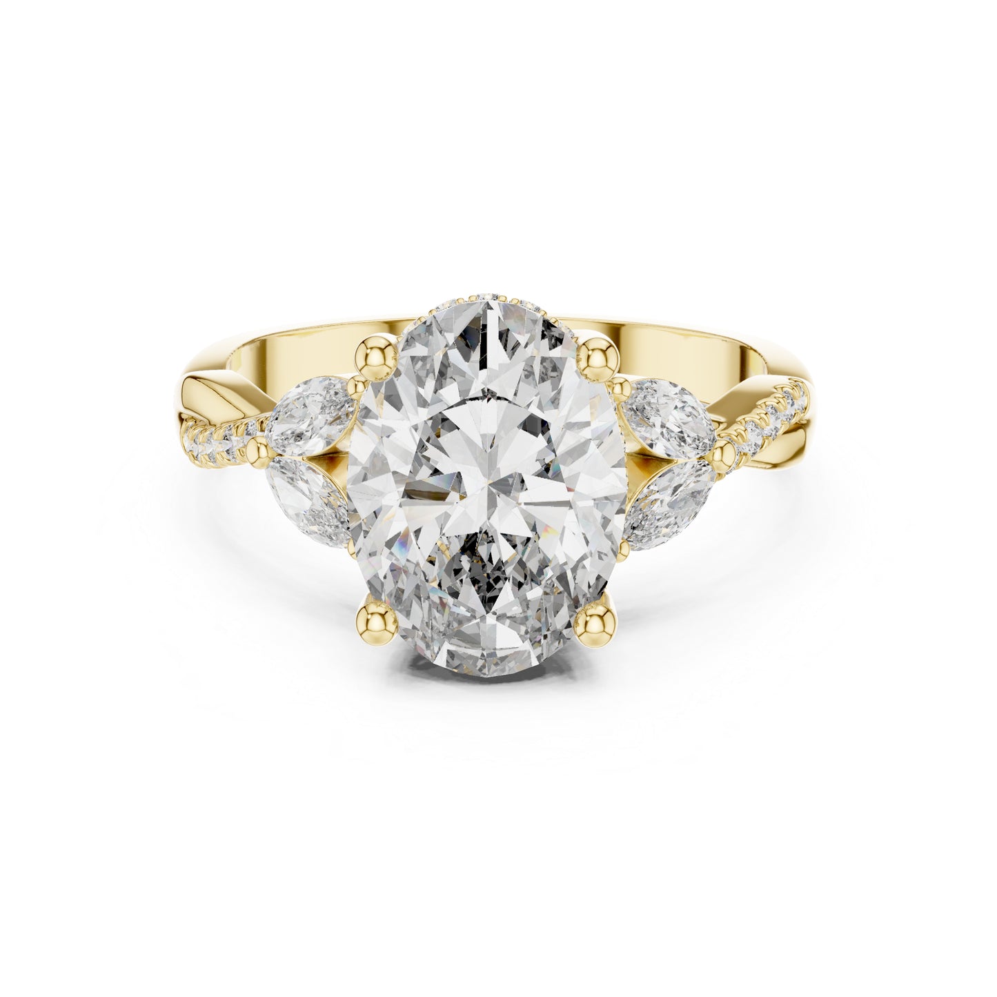 14K Yellow Gold Round, Marquise & Oval Lab-Grown Diamond Engagement Ring for Women | Pure Carat