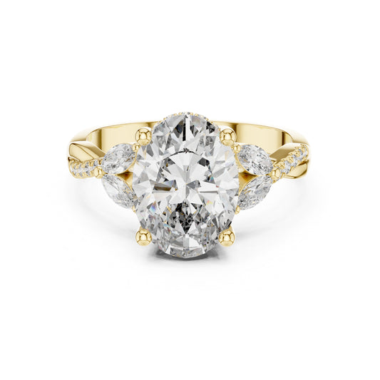 14K Yellow Gold Round, Marquise & Oval Lab-Grown Diamond Engagement Ring for Women | Pure Carat