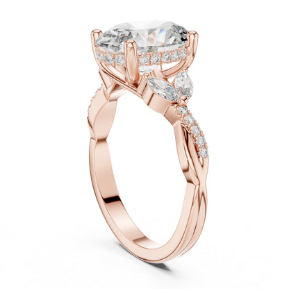 14K Yellow Gold Round, Marquise & Oval Lab-Grown Diamond Engagement Ring for Women | Pure Carat