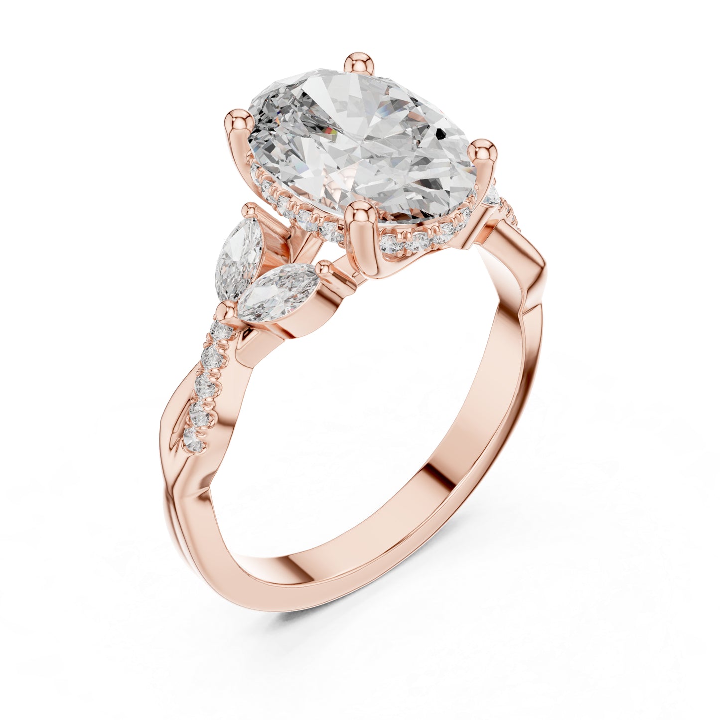 14K Yellow Gold Round, Marquise & Oval Lab-Grown Diamond Engagement Ring for Women | Pure Carat