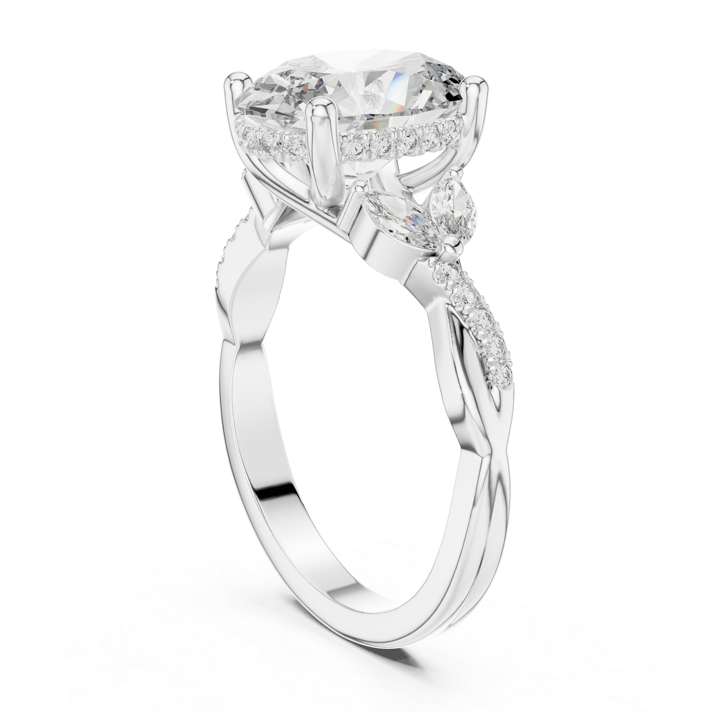 14K Yellow Gold Round, Marquise & Oval Lab-Grown Diamond Engagement Ring for Women | Pure Carat