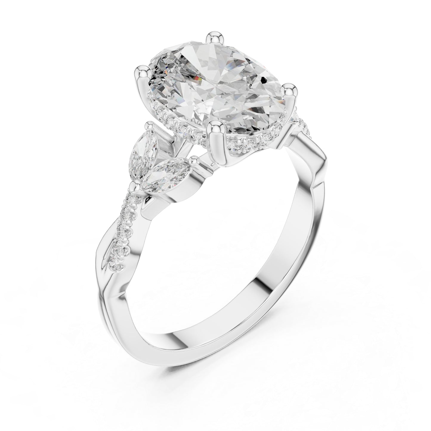 14K Yellow Gold Round, Marquise & Oval Lab-Grown Diamond Engagement Ring for Women | Pure Carat