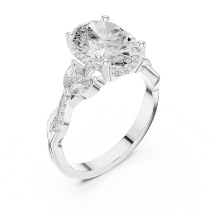 14K Yellow Gold Round, Marquise & Oval Lab-Grown Diamond Engagement Ring for Women | Pure Carat