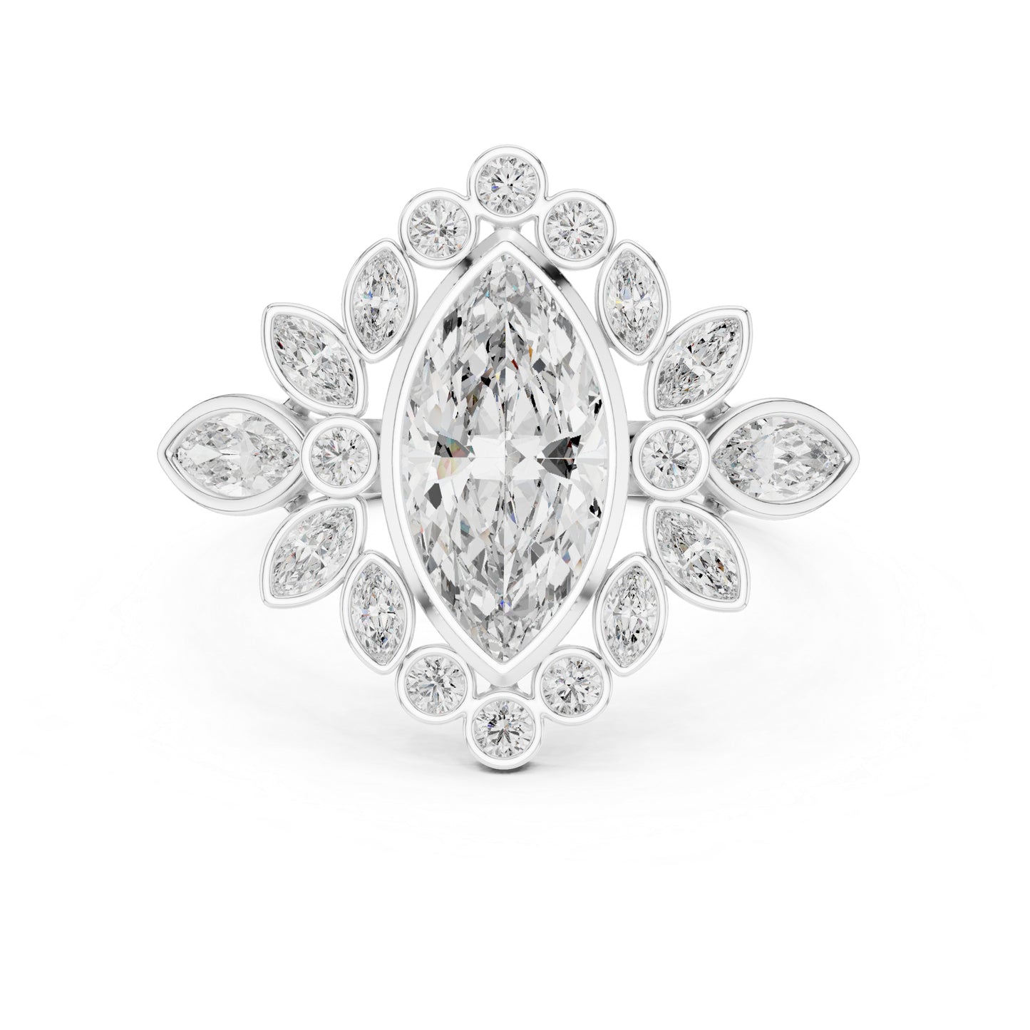 14K Yellow Gold Round & Marquise Lab-Grown Diamond Engagement Ring for Women | Pure Carat