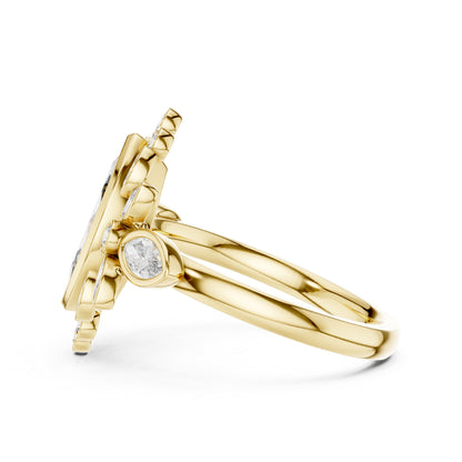 14K Yellow Gold Round & Marquise Lab-Grown Diamond Engagement Ring for Women | Pure Carat