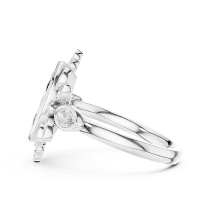 14K Yellow Gold Round & Marquise Lab-Grown Diamond Engagement Ring for Women | Pure Carat