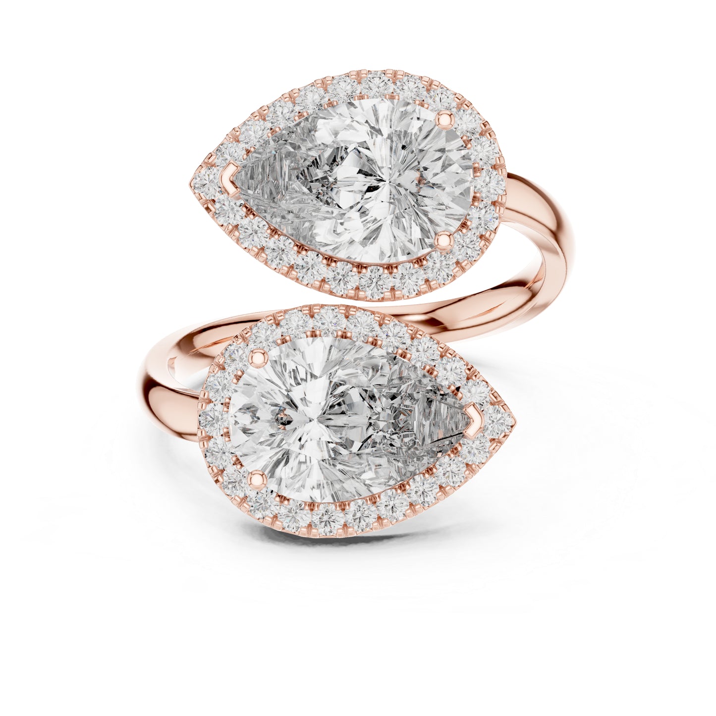 18K Rose Gold Round & Pear Lab-Grown Diamond Engagement Ring for Women | Pure Carat