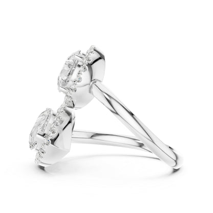 18K Rose Gold Round & Pear Lab-Grown Diamond Engagement Ring for Women | Pure Carat