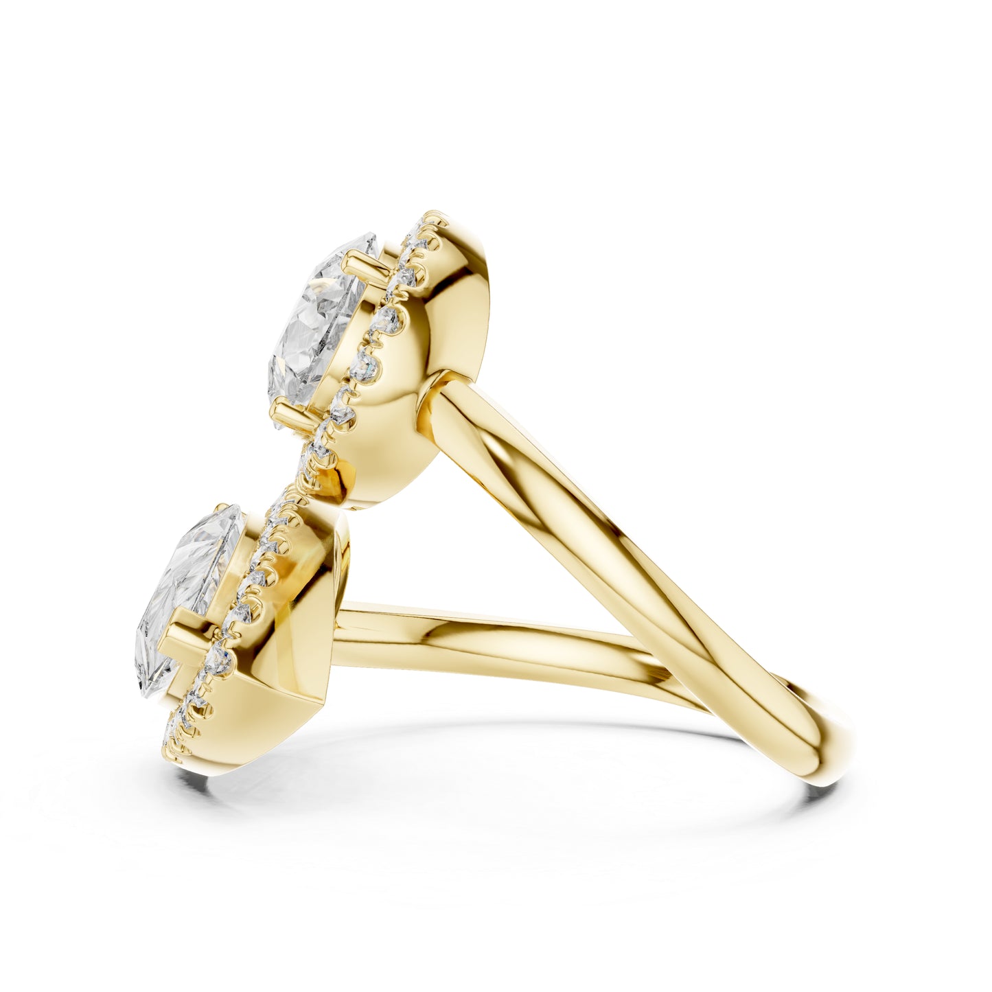 18K Rose Gold Round & Pear Lab-Grown Diamond Engagement Ring for Women | Pure Carat